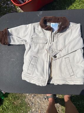 Old Navy Kids Cream Jacket with Brown Corduroy Collar